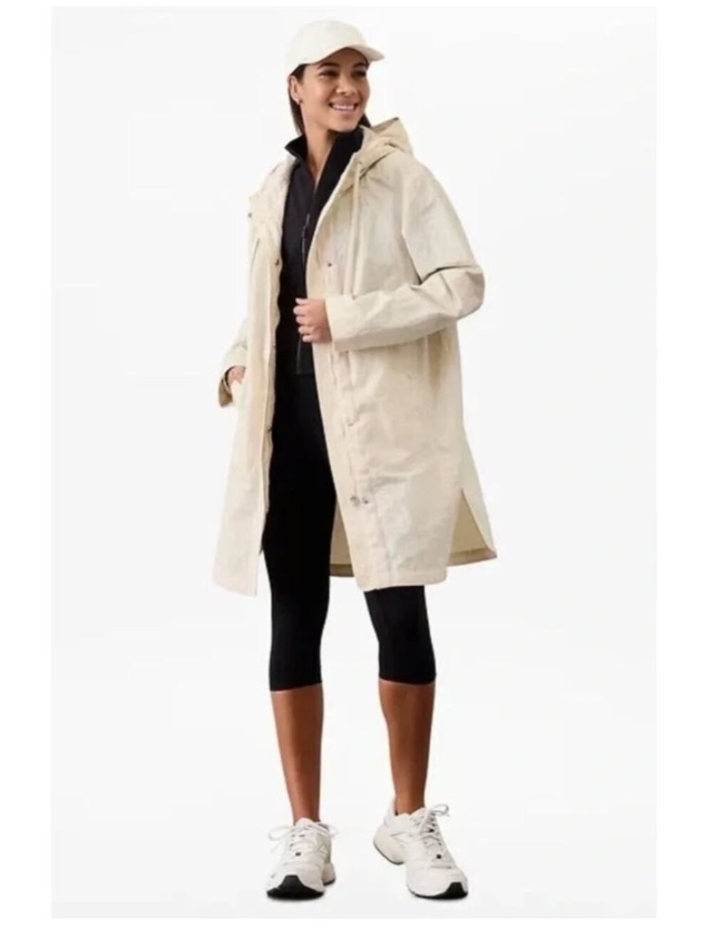 Athleta Everywhere Anorak Rain Jacket in Bone Sz M